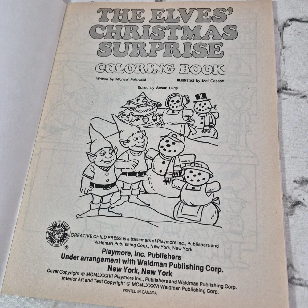 Creative Child Press Coloring Book The Elves Christmas Surprise 1980s  VINTAGE